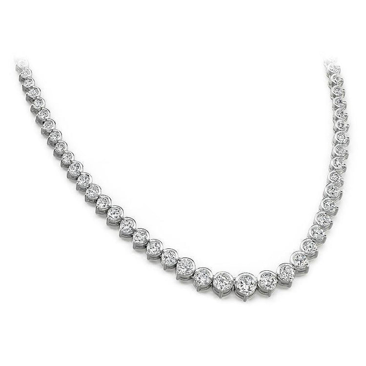 Collier Tennis Diamant 12 Carats Or Blanc 14K - HarryChadEnt.FR