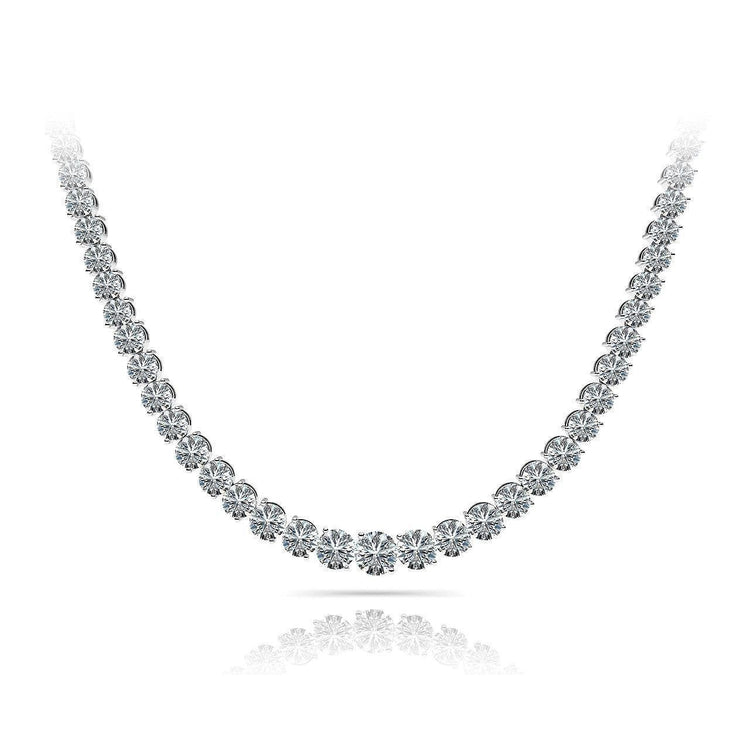 Collier Tennis Femme 10 Carats Diamants Naturels Or Blanc 14K - HarryChadEnt.FR