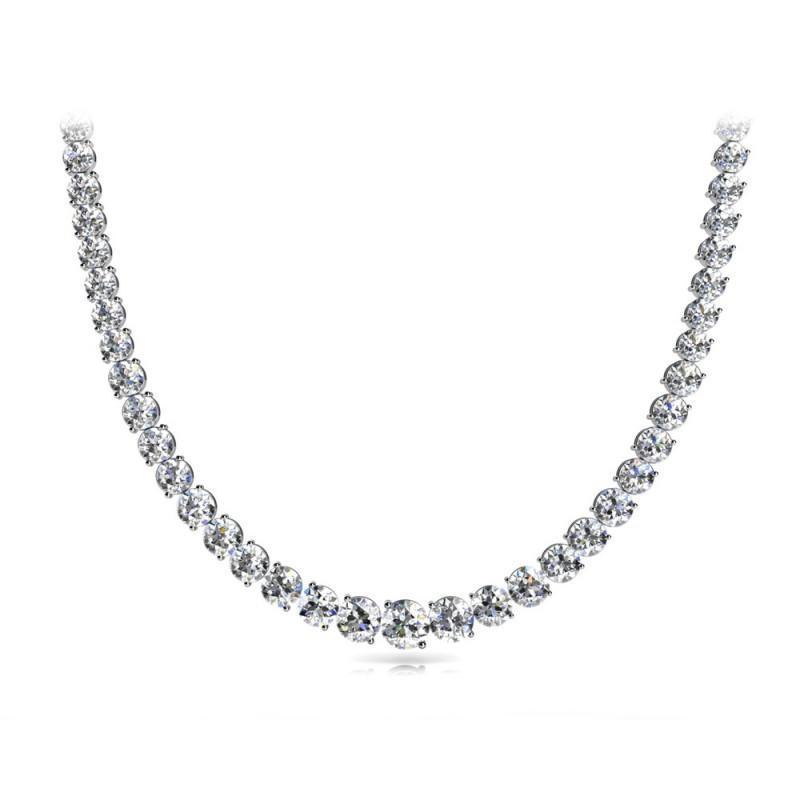 Collier Tennis Femme Diamants Ronds 13 Carats Or Blanc 14K - HarryChadEnt.FR