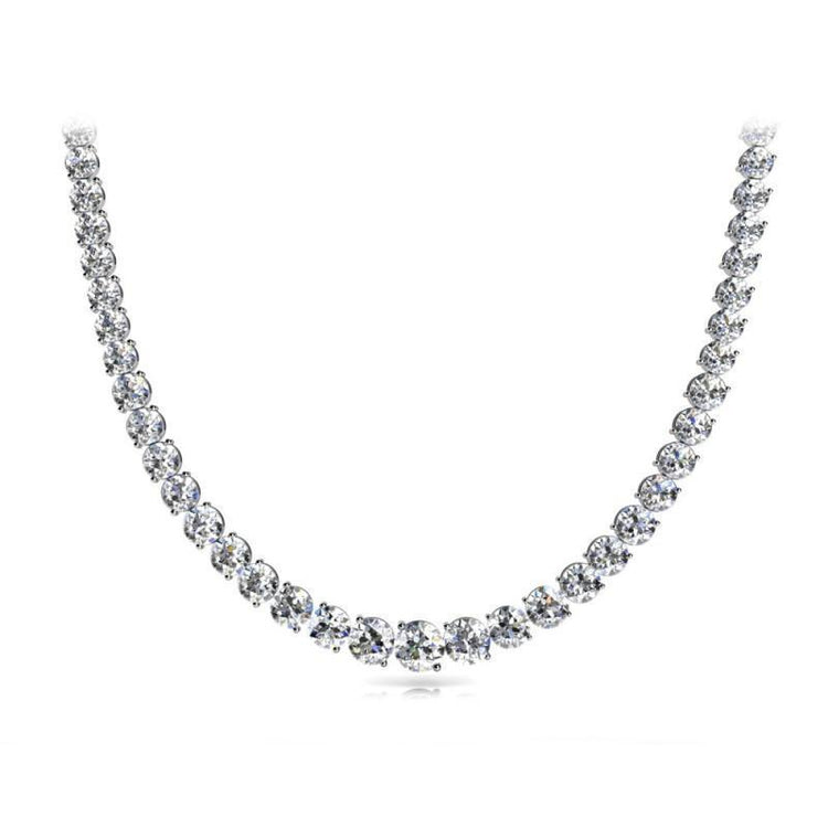 Collier Tennis Femme Diamants Ronds 13 Carats Or Blanc 14K - HarryChadEnt.FR