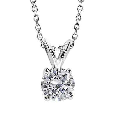 Collier pendentif dame en or blanc 14K 2.50 carats avec gros diamants taille ronde - HarryChadEnt.FR