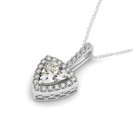 Collier pendentif diamant halo forme trillion sans chaîne 1.50 ct. GT - HarryChadEnt.FR