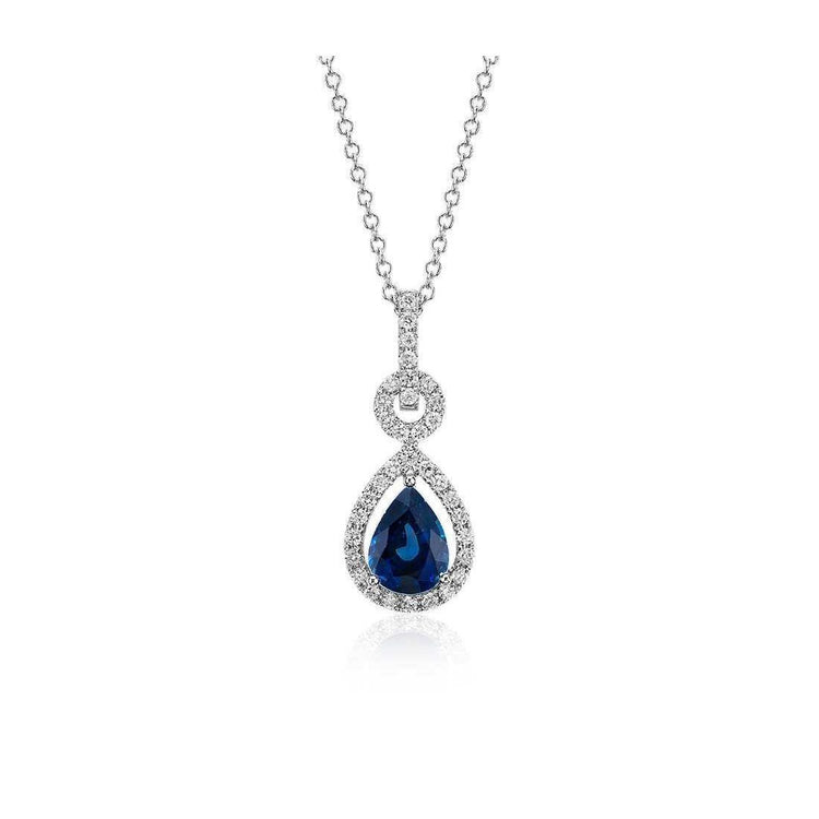 Collier pendentif diamants saphir du Sri Lanka taille poire 3.25 ct - HarryChadEnt.FR