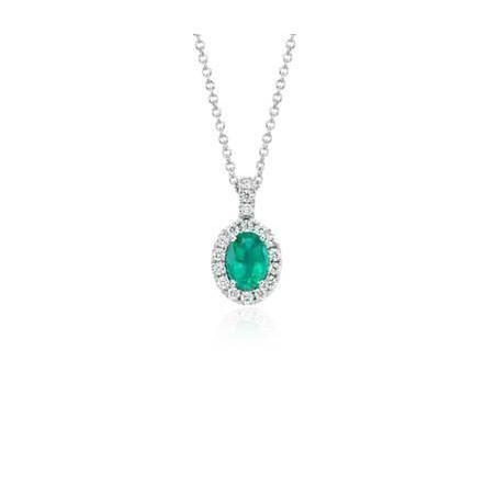 Collier pendentif émeraude verte de 2.90 ct avec diamant blanc - HarryChadEnt.FR