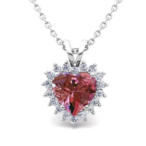 Collier pendentif femme avec chaîne 3.50 ct. Saphir Rose Et Or 14K - HarryChadEnt.FR