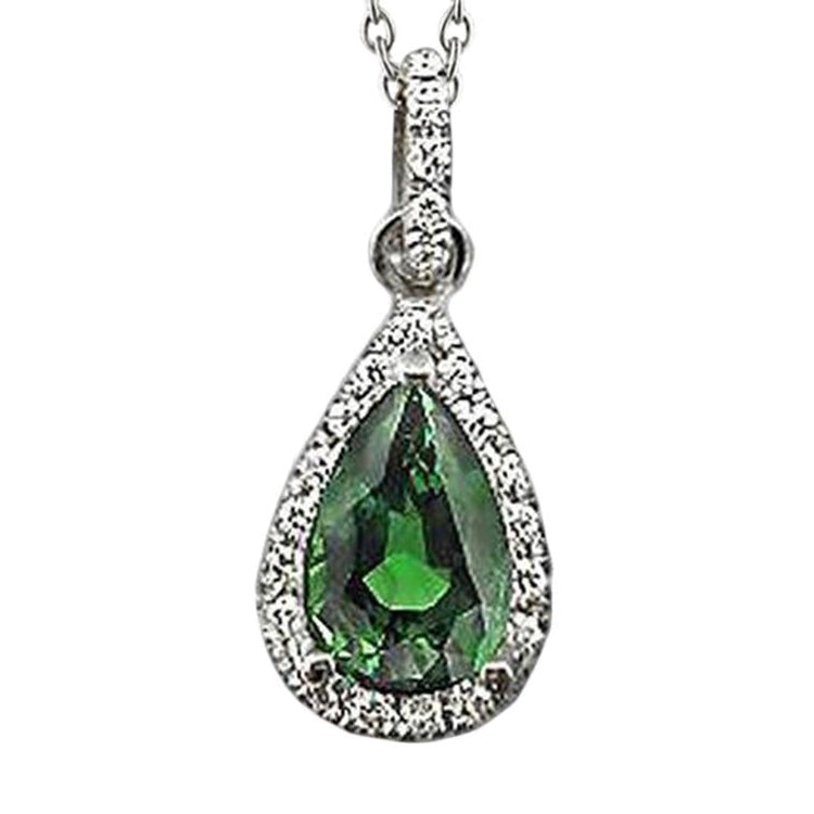 Collier poire avec pendentif diamant émeraude verte 2.51 ct. GT 14K - HarryChadEnt.FR