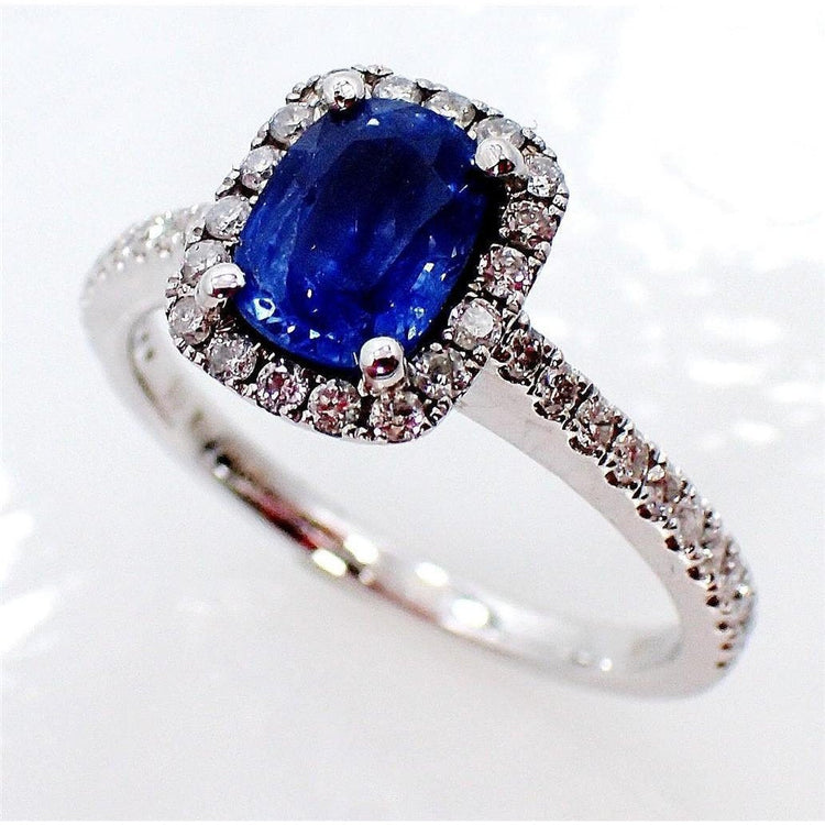 Coussin Ceylan Saphir Bague Diamant Or Bijoux 3.00 Ct - HarryChadEnt.FR