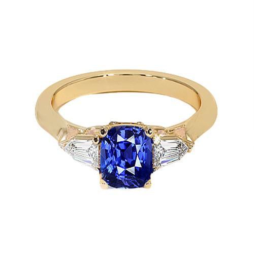 Coussin Saphir Ceylan Bleu Foncé & Bague Baguette Conique 9.50 Carats - HarryChadEnt.FR