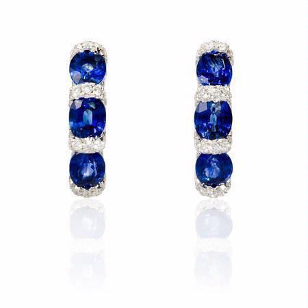 Créoles Saphir Sri Lankais Or Blanc Diamant 3.24 Carats - HarryChadEnt.FR