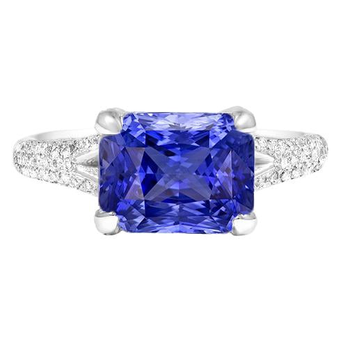 Diamant Bijoux Bague Radiant Saphir Pave Split Shank 4 Carats - HarryChadEnt.FR