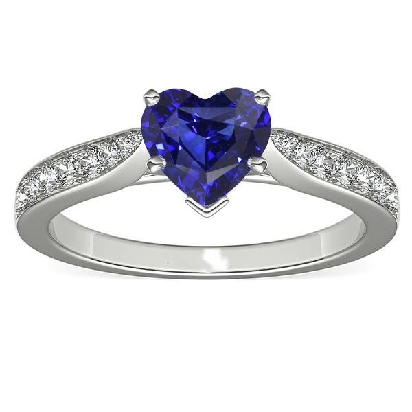 Diamant Bijoux Coeur Ceylan Bague Saphir 2.50 Carats Accentué - HarryChadEnt.FR