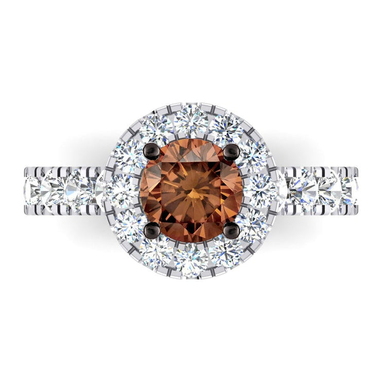 Diamant Brun Foncé Bague de Fiançailles Bijoux Halo