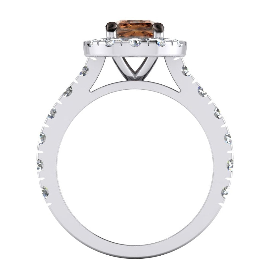 Diamant Brun Foncé Bague de Fiançailles Bijoux Halo