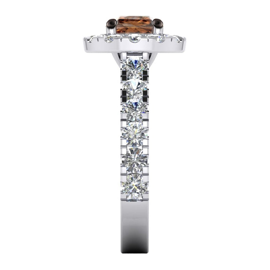 Diamant Brun Foncé Bague de Fiançailles Bijoux Halo