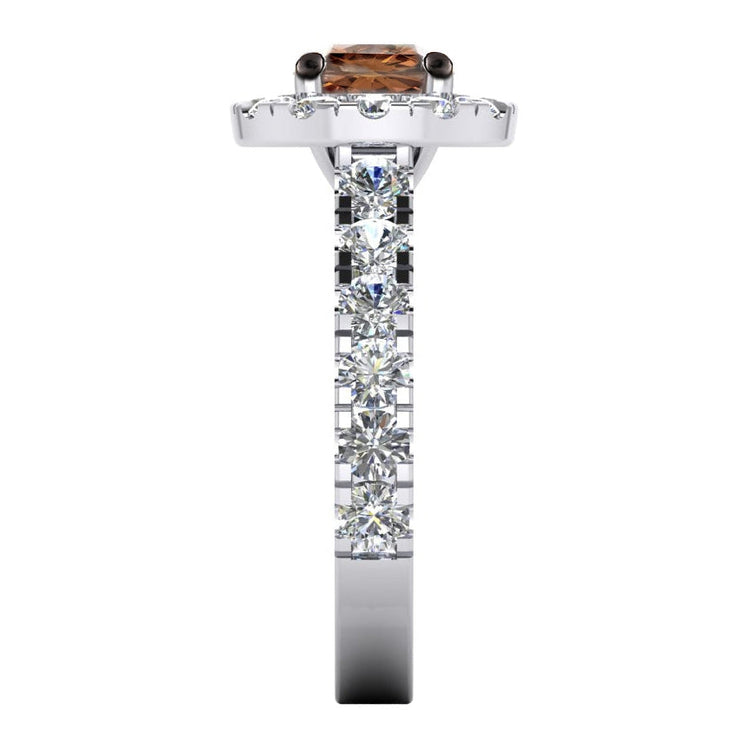 Diamant Brun Foncé Bague de Fiançailles Bijoux Halo