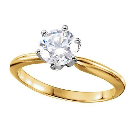 Diamant Rond 3.52 ct. Bague Solitaire Bijou Bicolore