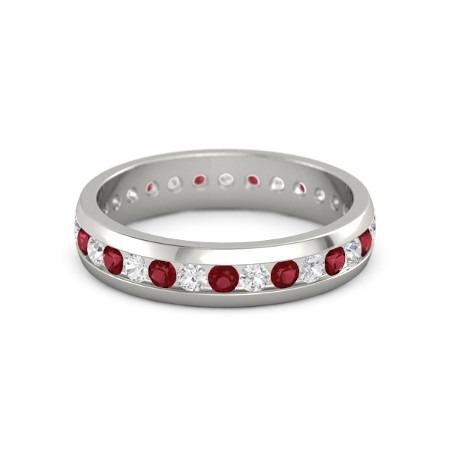 Diamant Rond Rubis Eternity Band 2.50 Carats Or Blanc 14K - HarryChadEnt.FR