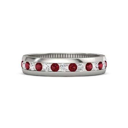 Diamant Rond Rubis Eternity Band 2.50 Carats Or Blanc 14K - HarryChadEnt.FR