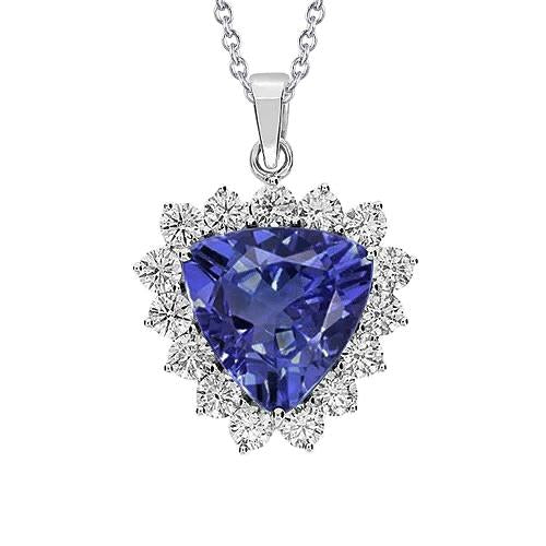 Diamant Taille Ronde Avec Pendentif Tanzanite Taille Trillion 24 Ct Nouveau - HarryChadEnt.FR