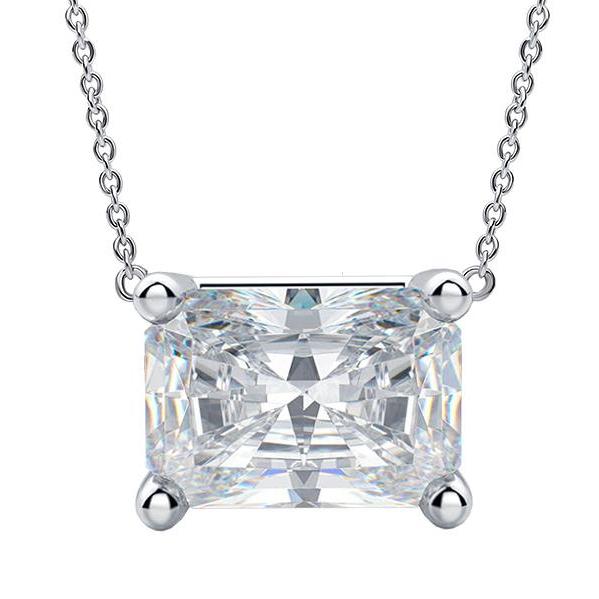 East West Set Diamond Pendant Dog Ear Radiant Cut 3 carats à une broche - HarryChadEnt.FR