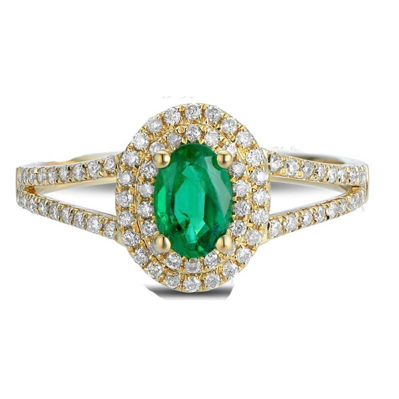 Émeraude verte ovale de 4.5 ct avec bague en diamant - HarryChadEnt.FR