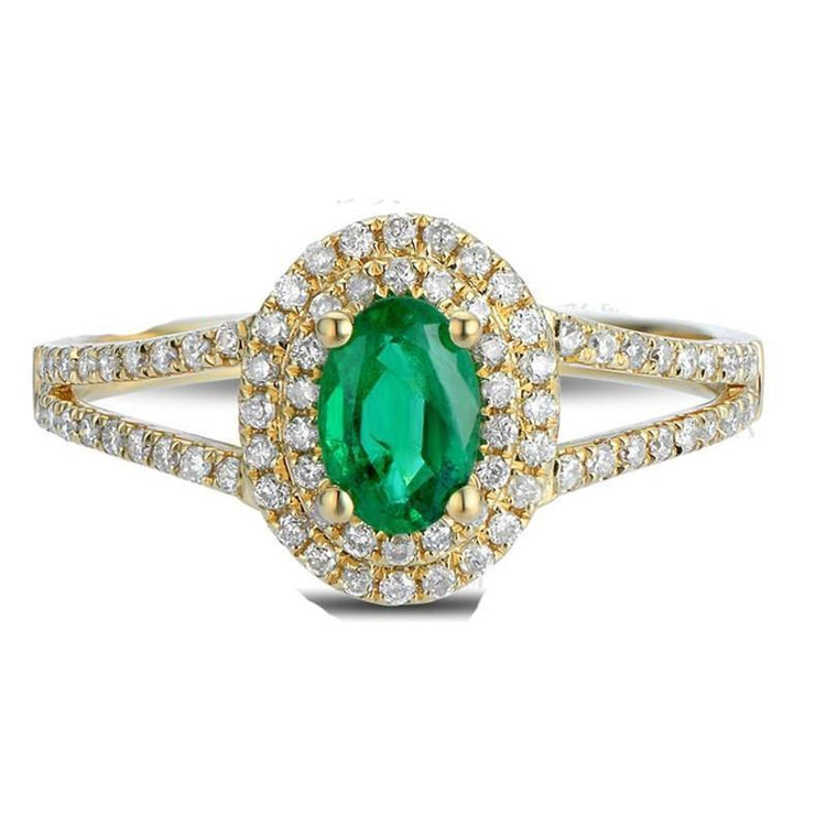 Émeraude verte ovale de 4.5 ct avec bague en diamant - HarryChadEnt.FR