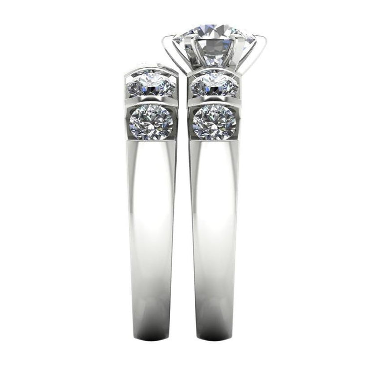 Ensemble Bague de Fiançailles Diamant Rond 3.50 Carats Bijoux Or Blanc - HarryChadEnt.FR