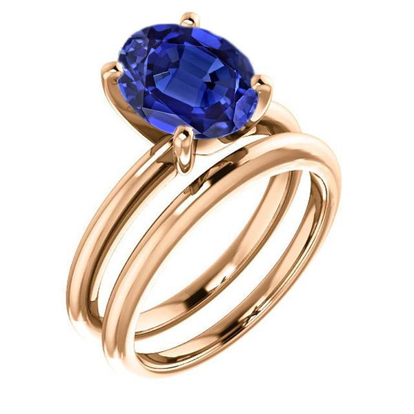 Ensemble de bague de mariage solitaire en saphir bleu et anneau assorti 2.50 carats - HarryChadEnt.FR