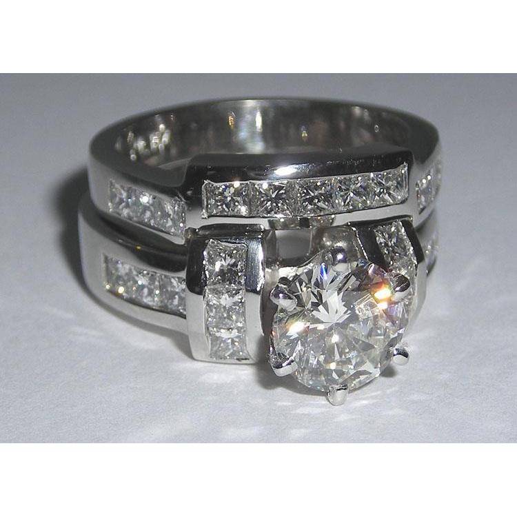 Ensemble de fiançailles princesse et diamant rond 6.61 carats - HarryChadEnt.FR