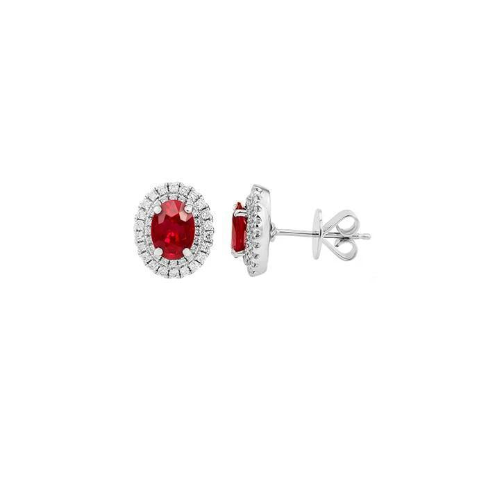 Ensemble de griffes 5 carats rubis et diamants Lady Stud Halo boucles d'oreilles - HarryChadEnt.FR