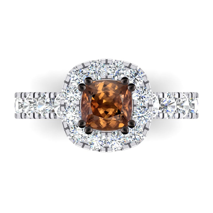 Fantaisie Diamant Brun Bague de fiançailles Or Deux Tons 14K
