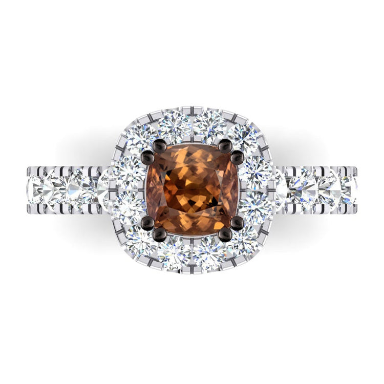 Fantaisie Diamant Brun Bague de fiançailles Or Deux Tons 14K