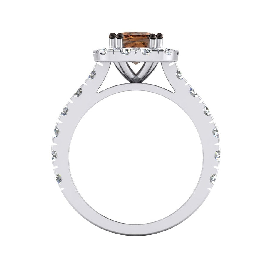Fantaisie Diamant Brun Bague de fiançailles Or Deux Tons 14K