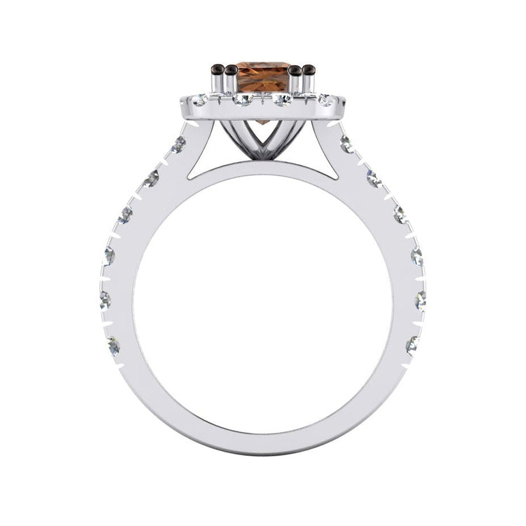 Fantaisie Diamant Brun Bague de fiançailles Or Deux Tons 14K