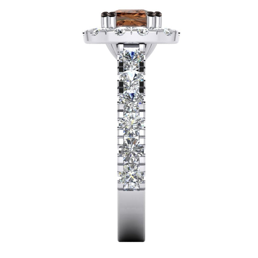 Fantaisie Diamant Brun Bague de fiançailles Or Deux Tons 14K