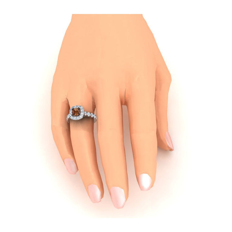 Fantaisie Diamant Brun Bague de fiançailles Or Deux Tons 14K