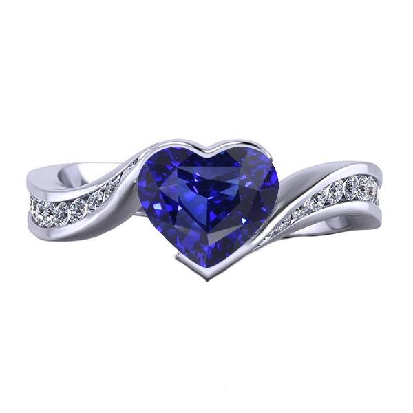 Femme Coeur Gemme Ceylan Saphir Bague Tension Style 3 Carats - HarryChadEnt.FR
