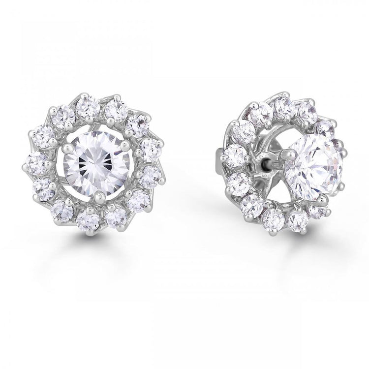 Femme Vestes Clous Halo Boucle D'Oreille Ronde 1.30 Carats Or Blanc 14K - HarryChadEnt.FR