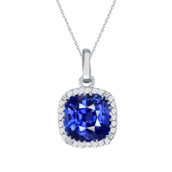 Gold Cushion Gemstone & Round Diamond Slide Pendant 3.15 quilates