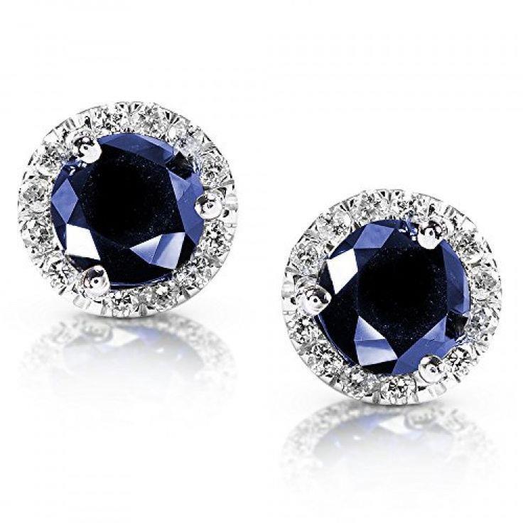 Grande Boucle D'oreille Diamant Saphir Sri Lankais Or Blanc 14K 5.32 Carats - HarryChadEnt.FR