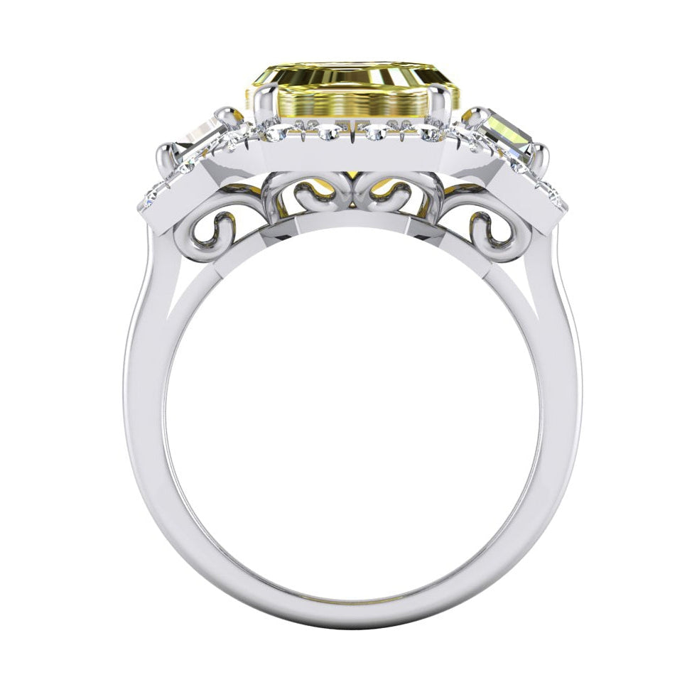 Grande Canari Jaune Bague Diamant Or Femme Bijoux