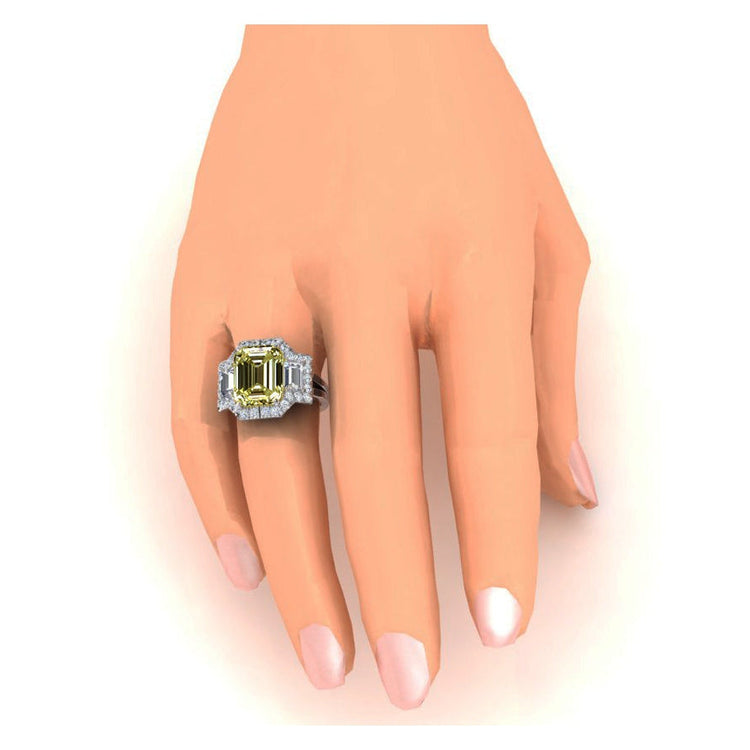 Grande Canari Jaune Bague Diamant Or Femme Bijoux