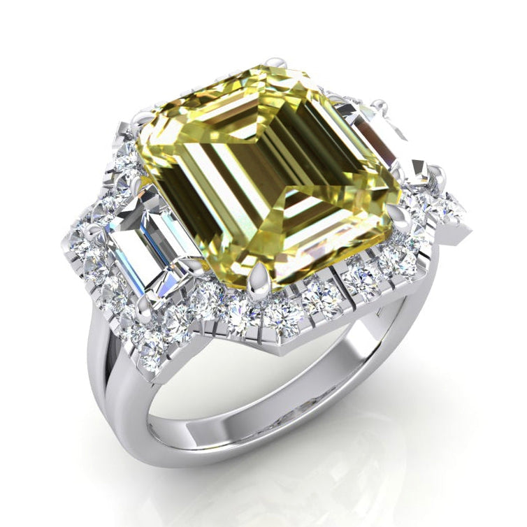 Grande Canari Jaune Bague Diamant Or Femme Bijoux