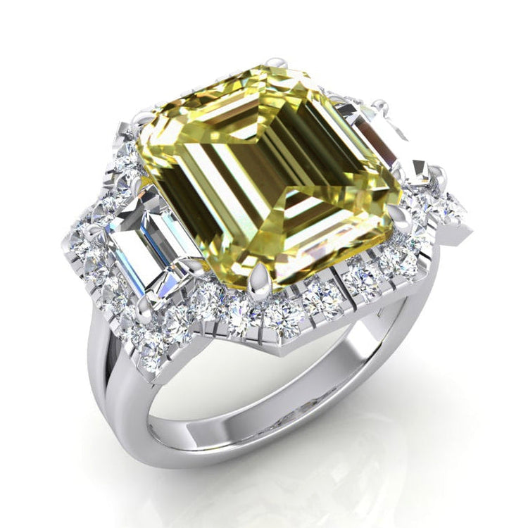 Grande Canari Jaune Bague Diamant Or Femme Bijoux
