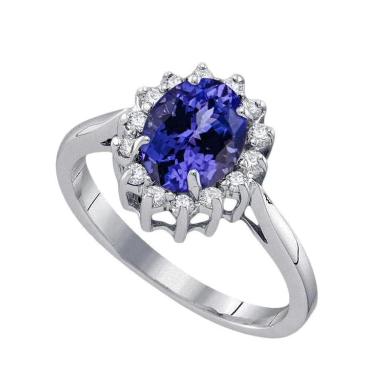 Grande bague fantaisie en pierre de tanzanite ovale 1.95 carat bijoux en or - HarryChadEnt.FR