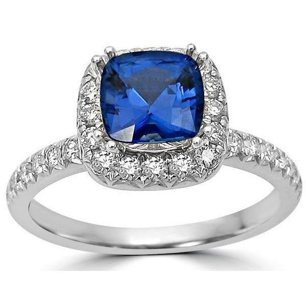 Halo 3.90 Ct Sri Lanka Saphir Diamants Alliance Or Blanc - HarryChadEnt.FR