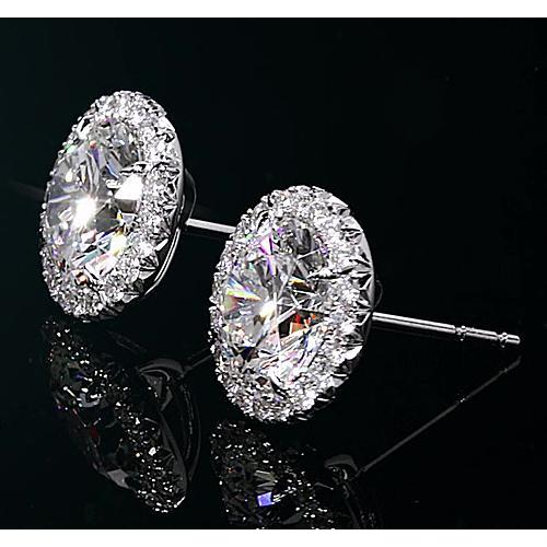 Halo Diamond Studs 2 Carats Or Blanc - HarryChadEnt.FR