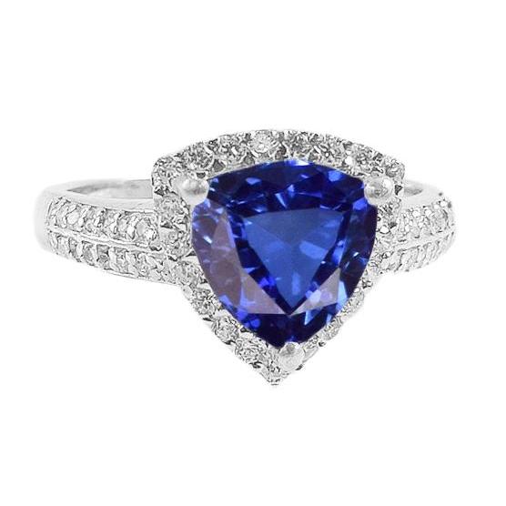 Halo Trillion Bague Saphir Sri Lankais 3 Carats Diamant Or Bijoux - HarryChadEnt.FR