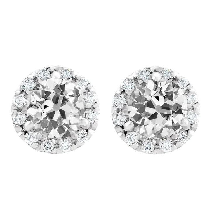 Halo Vieux mineur Diamond Studs 8 carats serti de griffes en or blanc 14K - HarryChadEnt.FR