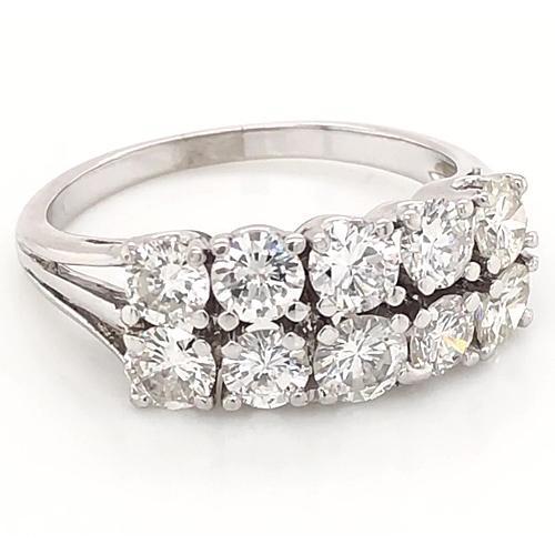Jonc Anniversaire 4 Carats Double Rang Monture Anneau Or Blanc 14K - HarryChadEnt.FR